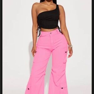 Fashion Nova Pink Wide Leg Cargo Pants